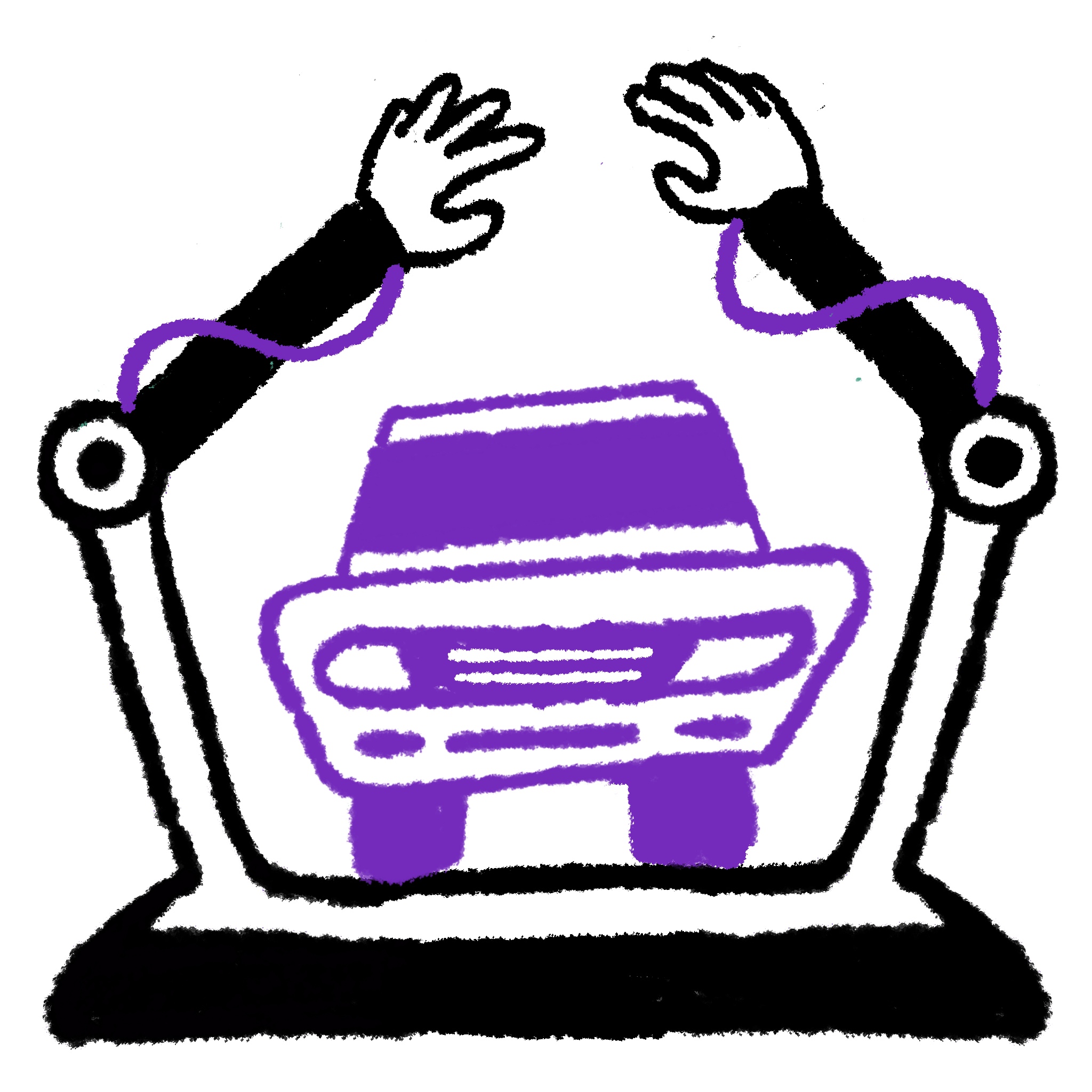 Spot illustration of a car on top of a robot with two hands
