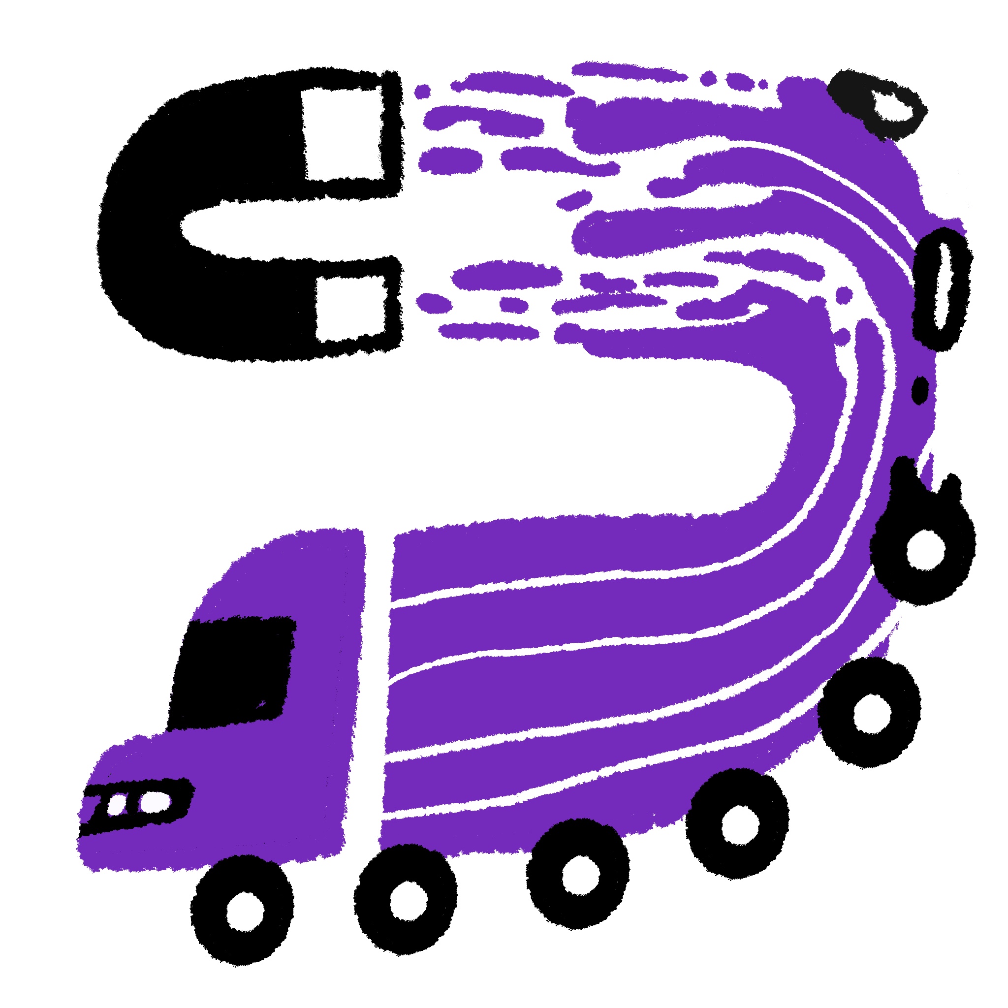Spot illustration of a magnet drawing in a truck that is melting
