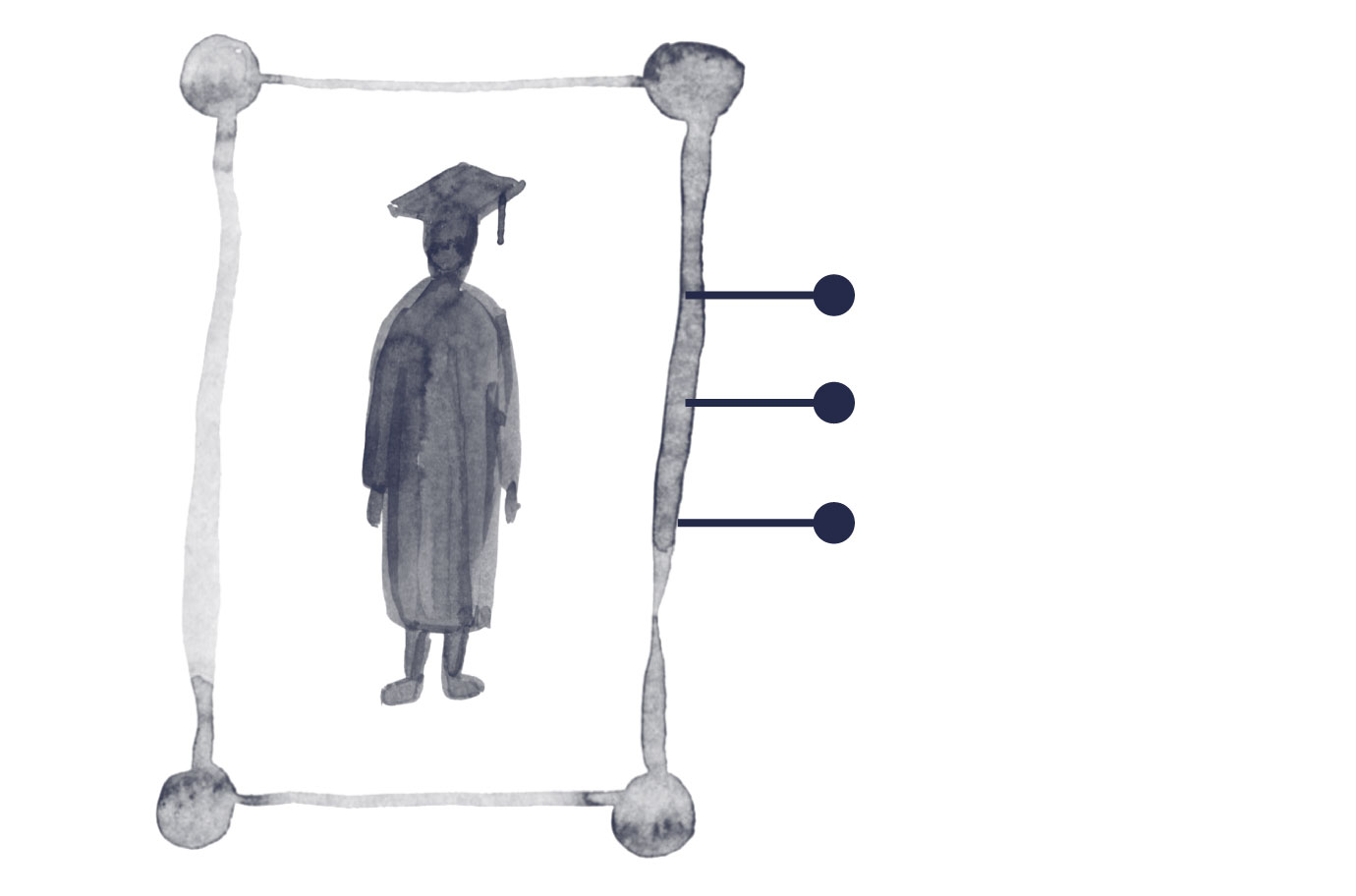 Illustration of a student being scanned and labeled