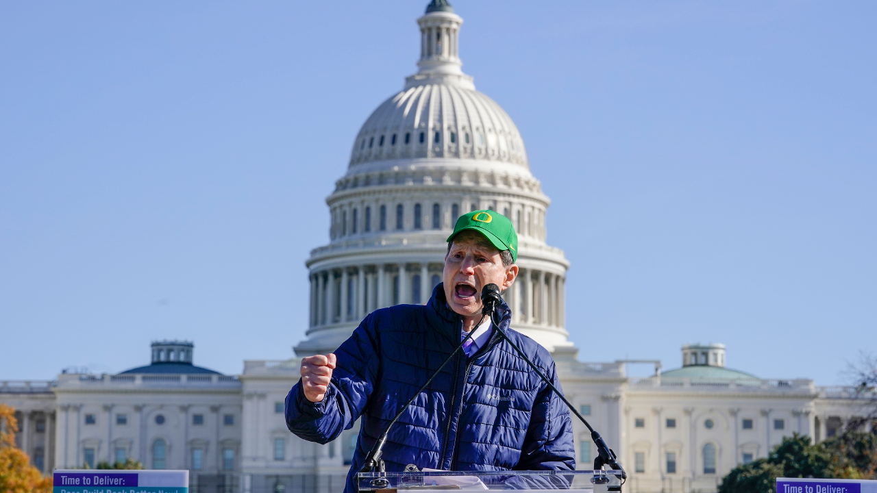 Senator Ron Wyden speaks before the Capitol building in Washington, D.C.