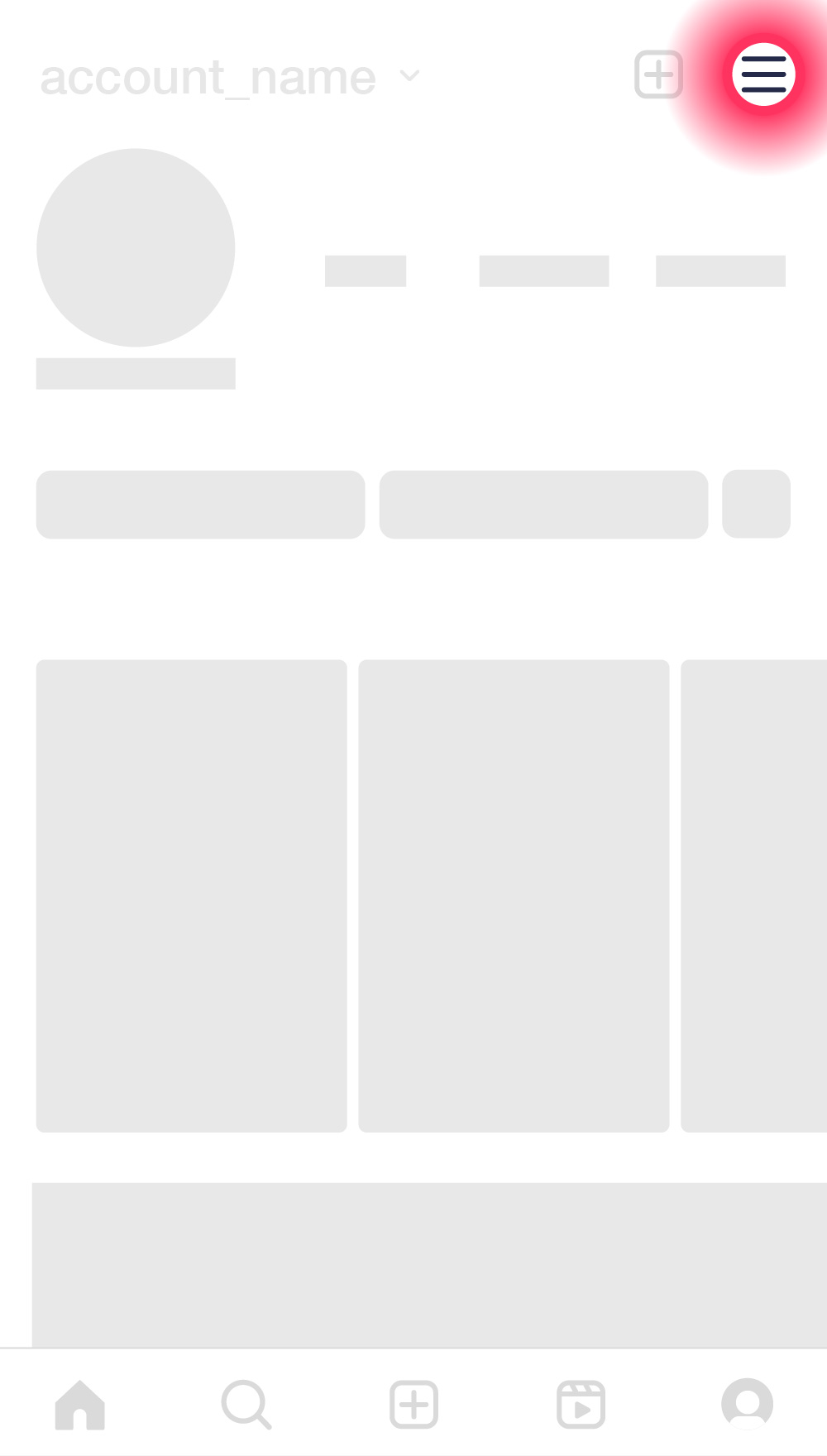 A wireframe of the Instagram app.
