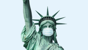 Illustration of Lady Liberty wearing a Coronavirus Mask
