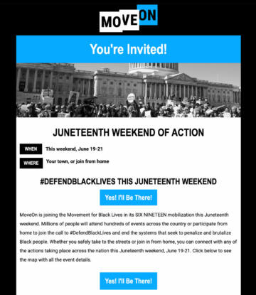 Screenshot of a Move On newsletter