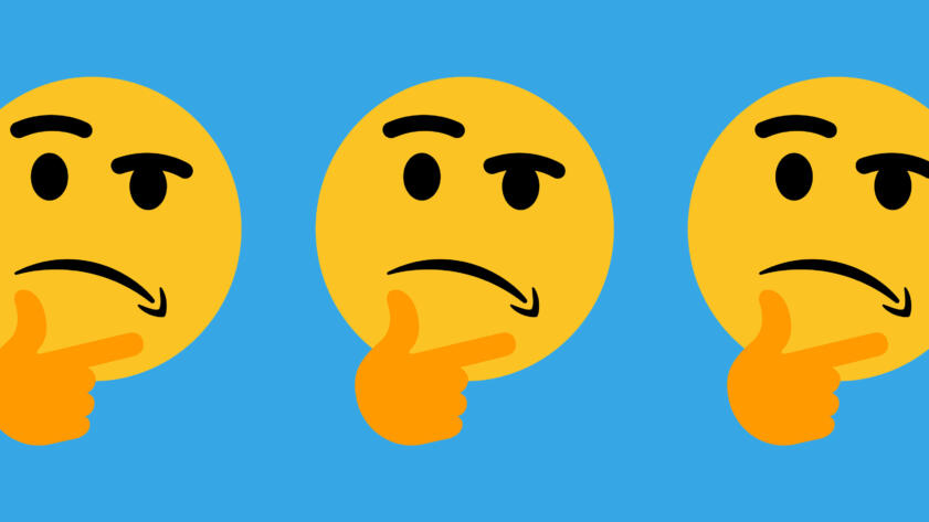 Multiple thinking emojis with the Amazon logo inverted as the smile