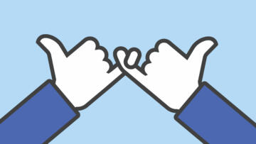 An illustration of a pinky promise in the style of Facebook