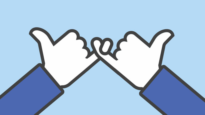 An illustration of a pinky promise in the style of Facebook