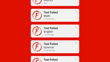 An illustration of a series of notifications about failed online tests