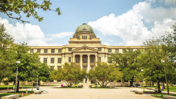 A photo of Texas A&M’s Academic Plaza