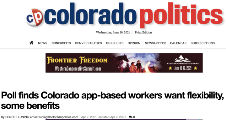 Screenshot of article in Colorado Politics citing coalition poll