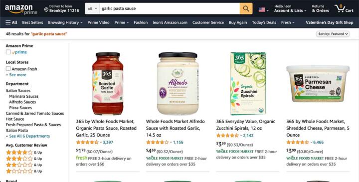A screenshot from Amazon's website of four products.