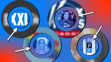 Photo illustration of four targets. The outer rims of the targets are blurred. These rims feature the BET logo, the gay pride flag, the FOX News logo and Joe Biden. The center of the targets feature the XXL logo, RuPaul, Judge Jeanine Piro and the NPR logo respectively.