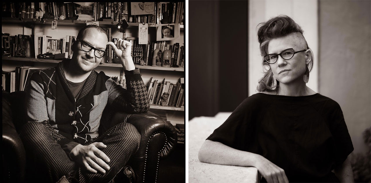 side-by-side photos of Cory Doctorow and Rebecca Giblin