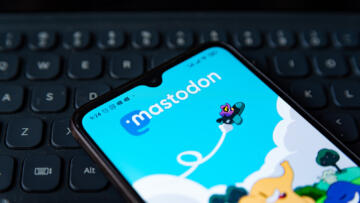 In this photo illustration, Mastodon app homepage is seen displayed on a mobile phone screen.