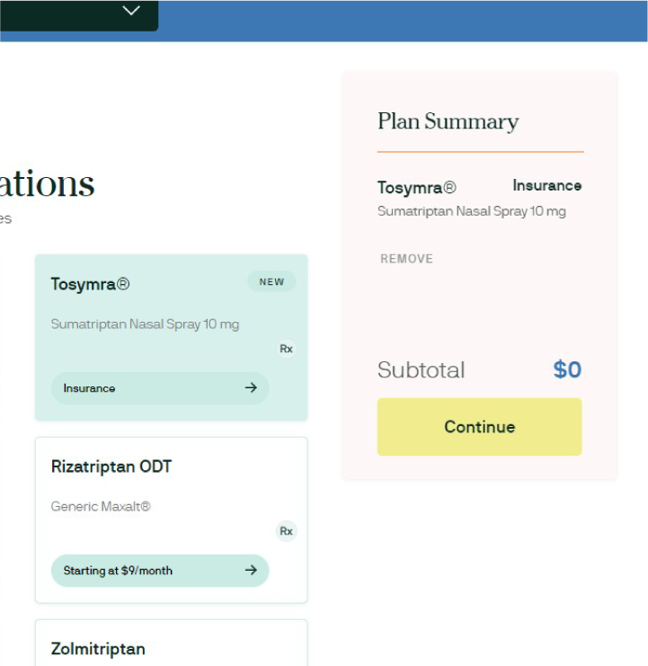 Screenshot of a checkout page on Cove.