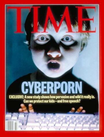 Photo of a Time magazine cover, showing a child behind a keyboard with an open mouth. The child is looking directly at the viewer.