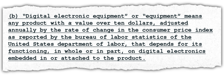 An image of the section of the original Digital Fair Repair Act, underscored