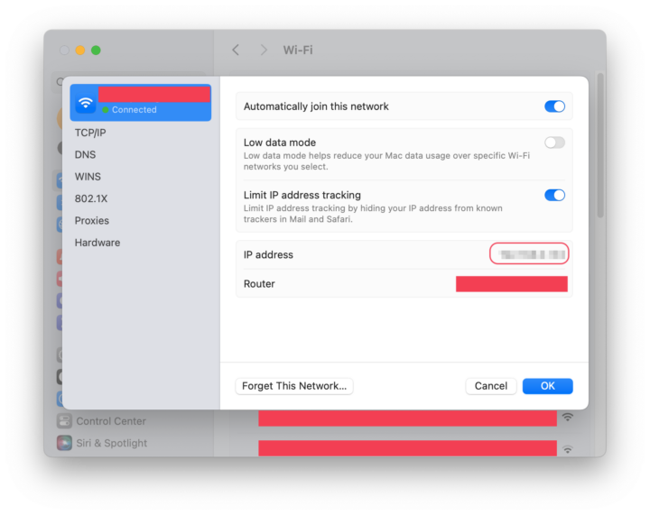 Screenshot of the Wi-Fi Details window for macOS