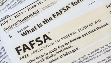 A close up of the federal financial aid application for the year 2023-2024